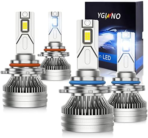 Yginovo 2023 Nadograđen 9005 9006 Combo, 40000 Lumens 600% svjetliji HB3 HB4 Combo visoke i niske grede, LED farovi konverzijski komplet 6500K hladan bijeli, plug-n-play, paket od 4