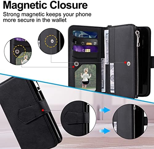 Jzases futrola za Galaxy S22 Plus, 2 u 1 magnetna odvojiva torbica za Novčanik, PU kožna Navlaka za telefon