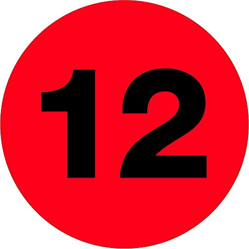 Tape Logic TLDL1353 oznake sa brojevima 12, 3 krug, fluorescentno crvena, 1 rola od 500 etiketa