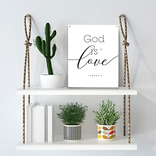 Romantični Bog je ljubav Biblija Verse Wood Sign RUSTIC 1 JOHN 4: 8 Christian Drvena viseća ploča za kućni uredski uredski umjetnički ukras 8 x 10 inča