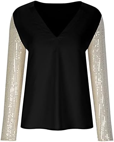 Sparkly Sequin vrhovi za ženska bluza Poslovni povremeni radovi Dugih rukava Tunički vrhovi elegantna skromna bluza košulje 2023