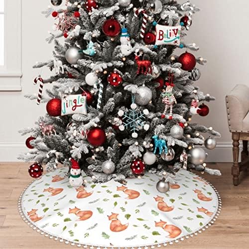 Suknja za božićnu drvvu sa pom trim kawaii-slatka-lisica praznični božićni ukrasi 48