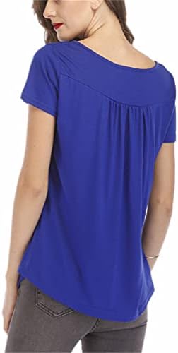 Andongnywell ženska jednobojna ljetna kratka majica sa rukavima tunika tunika bluza majice Tuck dugme labava majica majica