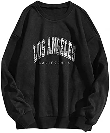 Zpervoba Oversized Duks za žene Los Angeles California letter Print grafički duksevi Crewneck pulover Hoodies