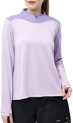 Sanifer ženske UPF 50+ košulje sa dugim rukavima 1/4 zip pulover zaštita od sunca prozračna vježba za planinarenje Purple