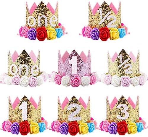 IWEMEK Baby Boy Girl princeza tijara kruna broj traka za glavu 1st rođendanska torta šešir