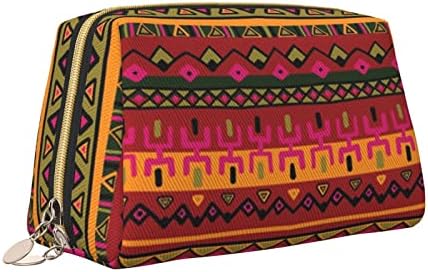 FFEXS Meksička folk Art Boho kožna kozmetička torba, prijenosna kozmetička torba velikog kapaciteta, jednostavna za pristup