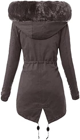 ADSSDQ Krzno jakna Ladie's Solid jakna s kapuljačom Soft Winter Multi-Džep Retro Rad Comfy prevelik dugih rukava