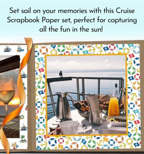 Cruise Scrapbook Paper 12x12 - Cruise Brod ScrapBook papir s palmim drvetom, kita, zabavnih fraza