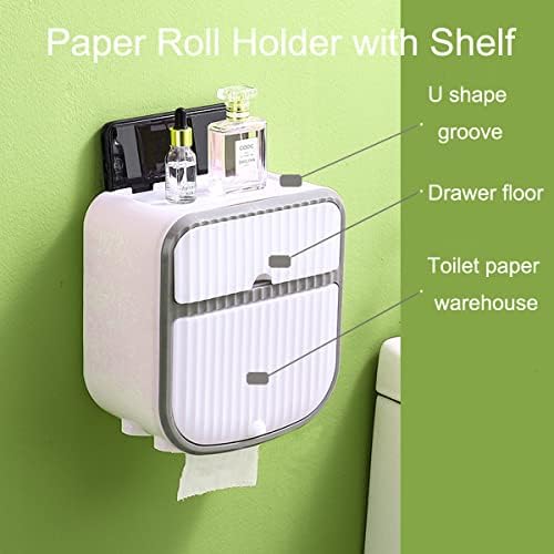 Zidni nosač za nokte bez toaletnih papira Vodootporni nosači rola sa telefonom i ladicama, veliki teški toaletni papir za skladištenje za skladištenje za kuhinju kupaonicu bijela