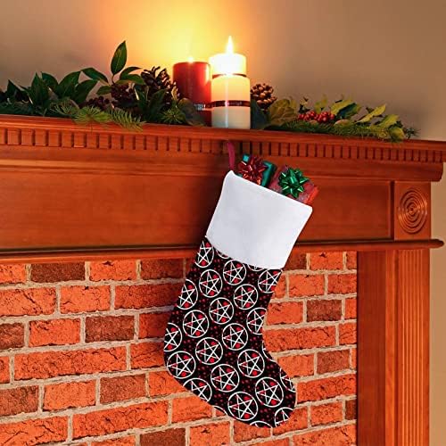 Magic Occult Star Simbol Božićne čarape za čarape sa plišanim kaminom visi za Xmas Tree Decor Decor