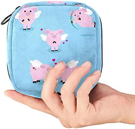 Pink Pigs Wings Valentine Love plava torba za šminkanje, kozmetička torba, Prijenosna toaletna torba za žene i djevojčice