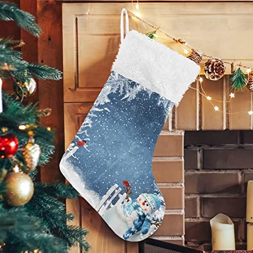 Alaza Božićne čarape Božićna pozadina sa snjegovićima klasični personalizirani veliki ukrasi za