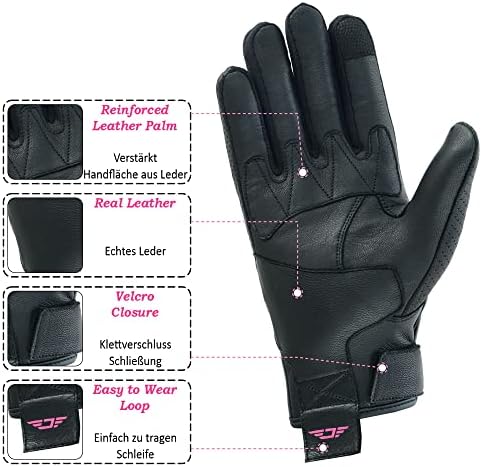JAUNTY motociklističke rukavice za žene kožne rukavice sa ekranom osetljivim na dodir za dame sa perforiranim