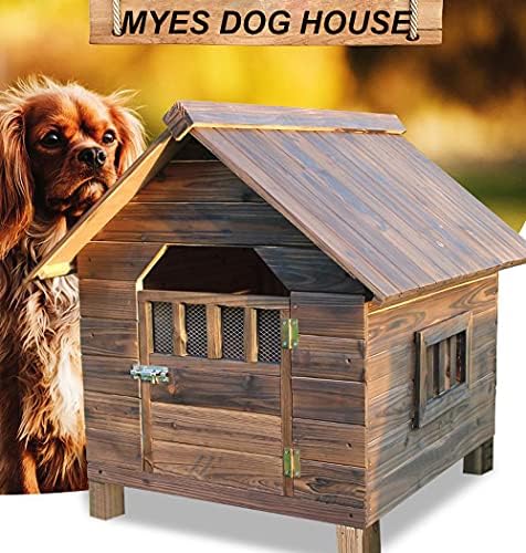 Myes pse vile, otporna na kišu, kućni drveni puni drveni pusni izvlaka za pse, karbonska boja