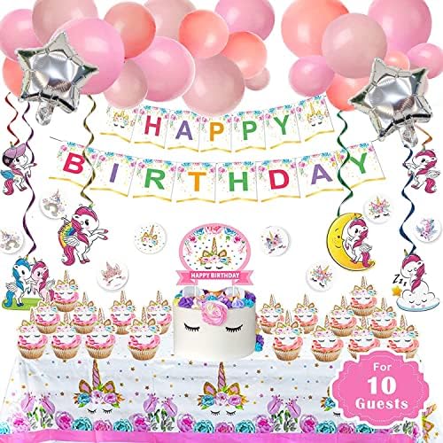 Unicorn party Supplies za djevojčice - unicorn birthday party dekoracije, uključuje 208kom dekoracije, posuđe, i stranka usluge za 10 gosti