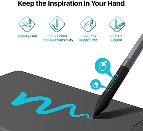 Huion Inspiroy H610x Tablet za crtanje 10x6, 25 inča i rukavica za umjetnike