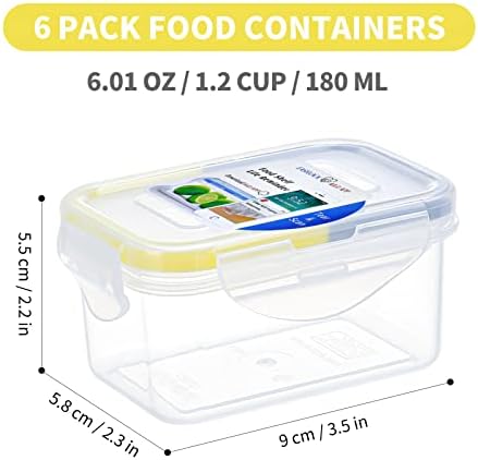 KIGI [6 pakovanje] nepropusni plastični kontejneri za skladištenje hrane Set, 6pack 6.1 oz pravougaonik