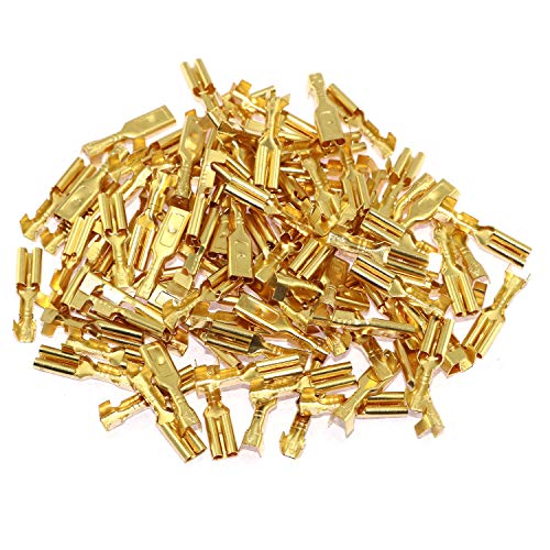 RuiLing 100-Pack 2.8 mm Gold ženski Spade crimp terminali sa izolacijskim rukavima self Lock Plug električni