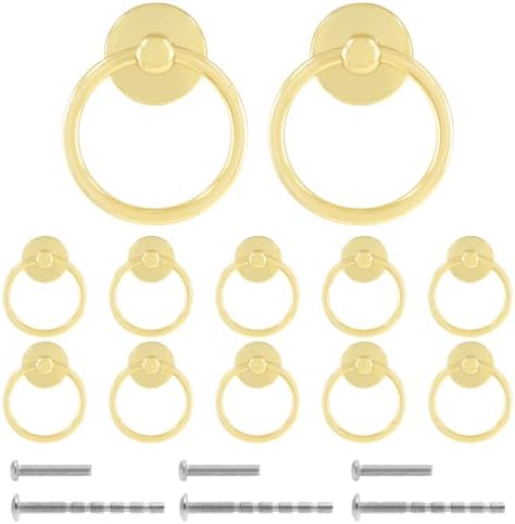 Neollowppy 12 pakovanje metalnih prstenova ručke, ladice prstena za ispuštanje povlačenja, ručice prstena sa vijcima za ladice komoda