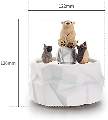 Jednostavno prevoz muzičke kutije Slatka Polar Bear Tema Music Box, Rotate Animals Music Box Kućni dekor ukras, Najbolji Kerativni poklon za rođendan za djecu, Penguin Music Box za djevojke Prekrasna ukras i ugodan