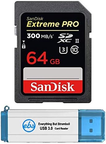 SanDisk 64GB SDXC SD Extreme Pro UHS-II memorijska kartica radi sa Olympus OM-D E-M10 Mark III, E-M1X, e-M5 II paket kamera sa svime osim Stromboli 3.0 čitač kartica