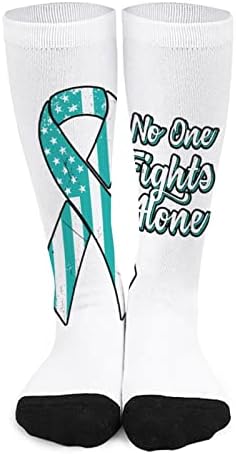 Zastava svijesti o raku grlića materice tiskana boja podudarajuća čarapa Atletska koljena visoke čarape za žene