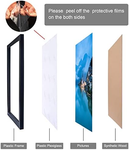 NAOKBOEE 10x10 okvir za slike u crnoj boji-horizontalni i vertikalni formati za zid i stol - okviri za fotografije sa pleksiglasom otpornim na lomljenje