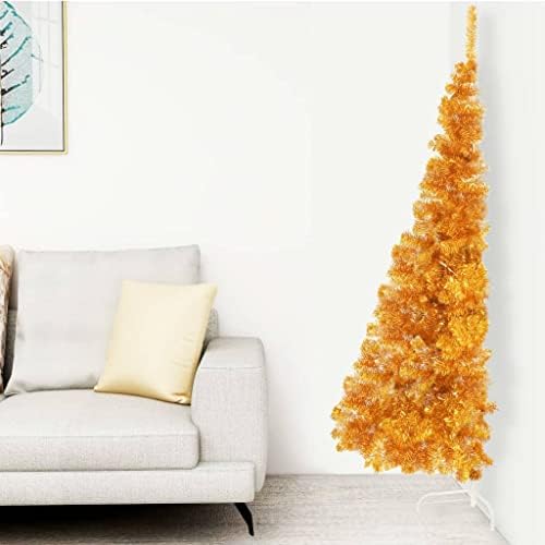 Vidaxl umjetna polovica božićnog drveta sa postoljem zlata 70,9 PVC