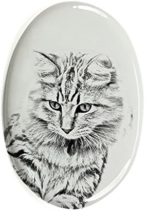 Art Dog Ltd. Američki Bobtail, Ovalni nadgrobni spomenik iz keramičke pločice sa slikom mačke