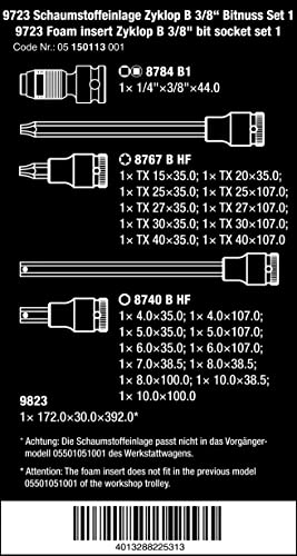 Wera 05150113001 9723 pjenasti umetak Zyklop B 3/8 bit Socket Set 1, 22 komada