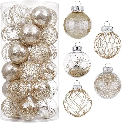 30ct Božić Ball Ornamenti-60mm / 2.36Shatterproof Clear Plastic Xmas Balls Baubles Set sa punjenim delikatan pjenušava, visi dekoracije božićno drvce