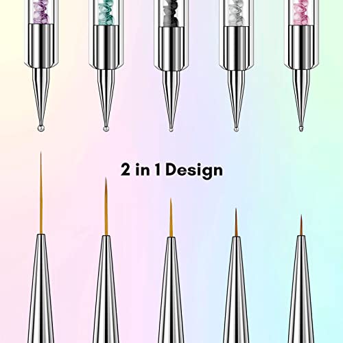 Makartt Nail Art Kistovi Set 5kom dvostruki dizajn kistova za nokte tačkasta olovka, multifunkcionalna