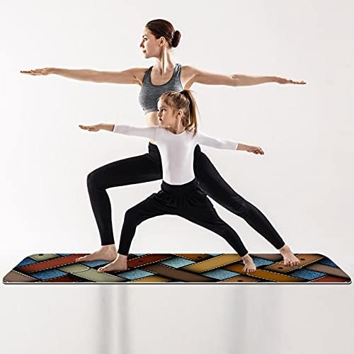 Debela neklizajuća Vježba & amp; fitnes 1/4 prostirka za jogu sa dijagonalnim kariranim otiskom uzorka za Yoga Pilates & amp; Vježba fitnesa na podu
