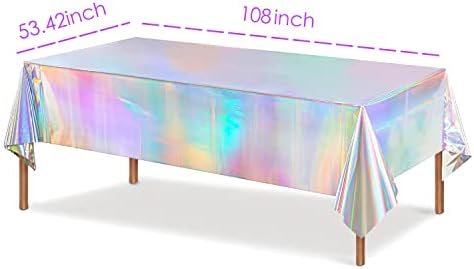 4 pakovanja Iridescence plastičnih stolnjaka - stolnjaci za jednokratnu upotrebu sjajni pravougaoni stolnjak holografska folija iridescentna Rođendanska Vjenčanja Božićni praznici dekoracije 54x108 inča