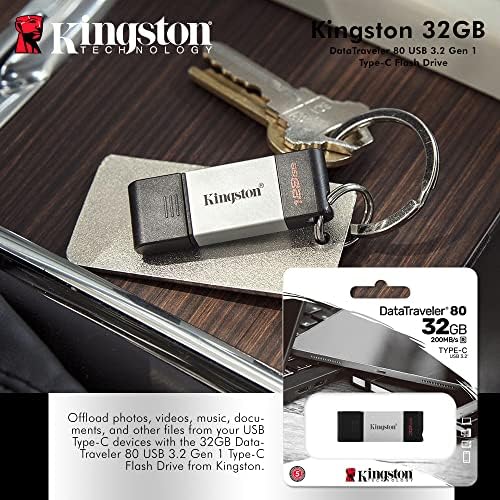 Kingston 32GB DataTraveler 80 Prijenosni lagani USB fleš uređaj - DT80 / 32GB W / USB 3.2 Gen