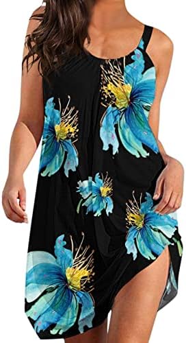 Oiumov haljine na plaži za žene Casual cvjetne haljine remen za remen bez rukava slatke ljetne haljine Tank Dress Havajska haljina