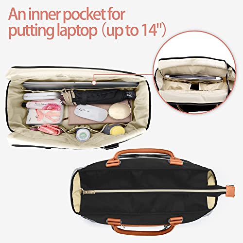 Luxja torba sa pumpom za grudi sa torbom za hlađenje dojke, torba sa pumpom za grudi sa džepovima za hladnjaču i Laptop, Crna