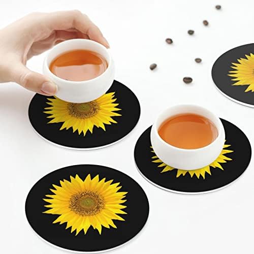 Prekrasni suncokret podmetači za piće od 6, apsorbiraju PU kožni coster za stolić za kavu, kućni