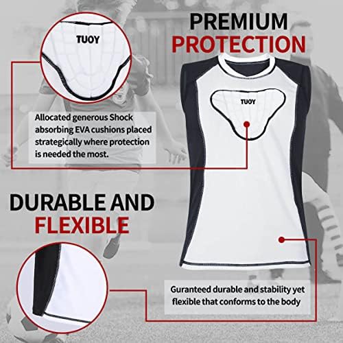TUOY podstavljena košulja bez rukava grudi Sternum Protector Heart Guard kompresijska zaštitna košulja za fudbalski Bejzbol Lacrosse golmani Paintball