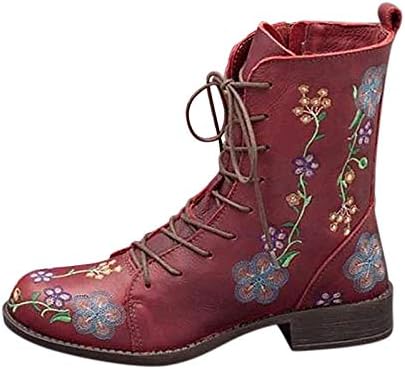 Čizme za žene niske potpetice Vintage zimske čizme za gležnjeve zimske kožne čizme borbene čizme Cipele za brisanje