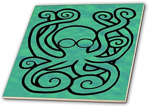 3drose Fun doodle hobotnice sa prilično zelenom pozadinom-pločice