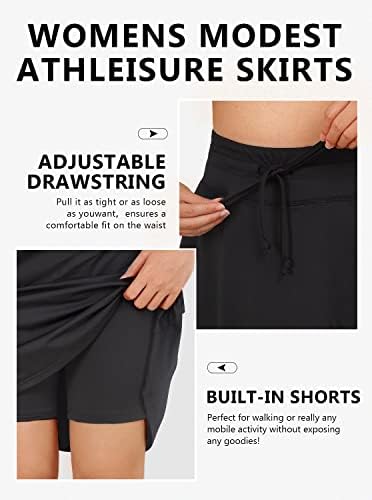 Fulbelle Tenis suknje za žene sa 3 džepova za crtanje struka Atletski trčanje Golf Skorts