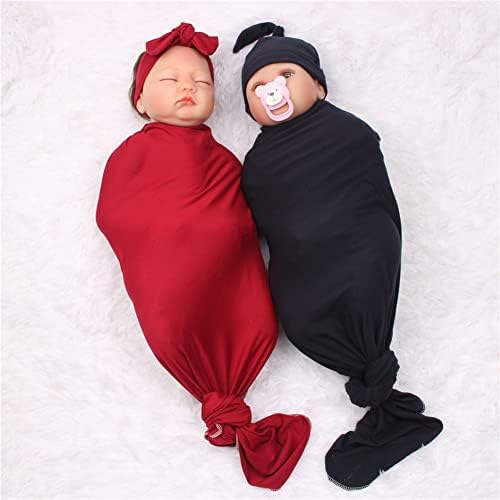 Novorođena fotografija rekvizita Switdle set sa šeširom i trakom za glavu, dječja djevojka novorođenče koja prima pokrivač za bebe swaddy wrap