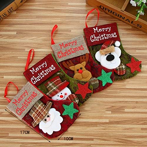 Valiclud 4pcs božićne čarape Candy torbe snijega Santa Snowman Elk Bear uzorak Xmas Imitacija kožne čarape