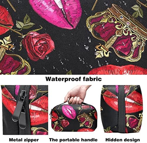 Žene crvena usta Rose Crown kozmetička torba za žene slatka modna torbica vodootporna torba za šminkanje prostrana