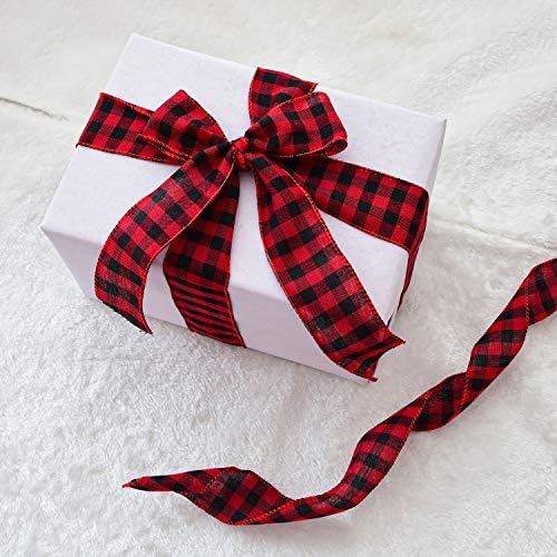 URATOT crvena i Crna karirana traka od Burle Božićna žičana traka za omotavanje trake za Božićni zanati dekoracija, cvjetni lukovi Craft