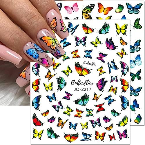 3d leptir naljepnice za nokte, šarene naljepnice za umjetnost noktiju s leptirima cvjetni leptiri naljepnice