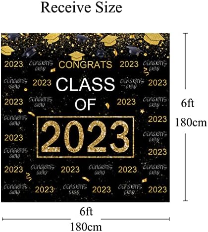 Pozadina za diplomsku zabavu crno zlato Glitter Čestitam diplomskim fotografijama klasa ukrasa za 2023.