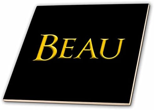 3drose Beau popularno ime za dječake u Americi. Poklon sa žutim na crnom šarmu-pločice